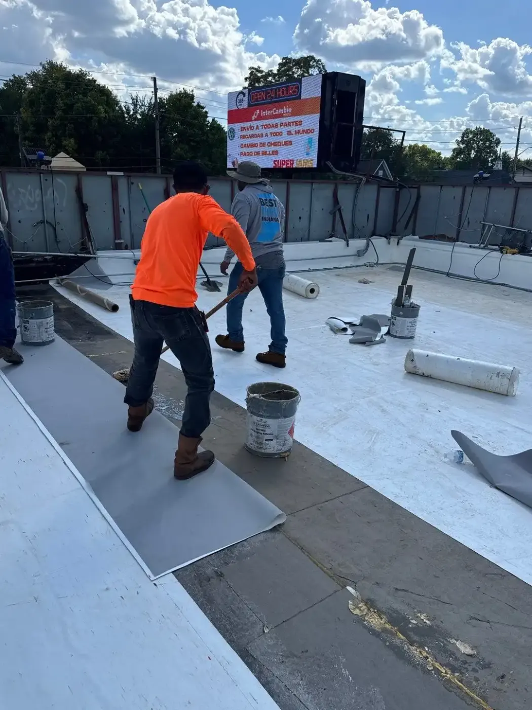 Commercial roof inspection documented in Angola
